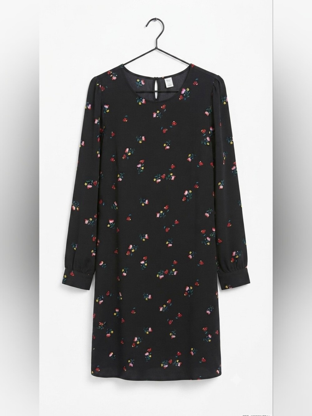 Old Navy Black Floral Long Sleeve Shift Mini Dress Large Tall